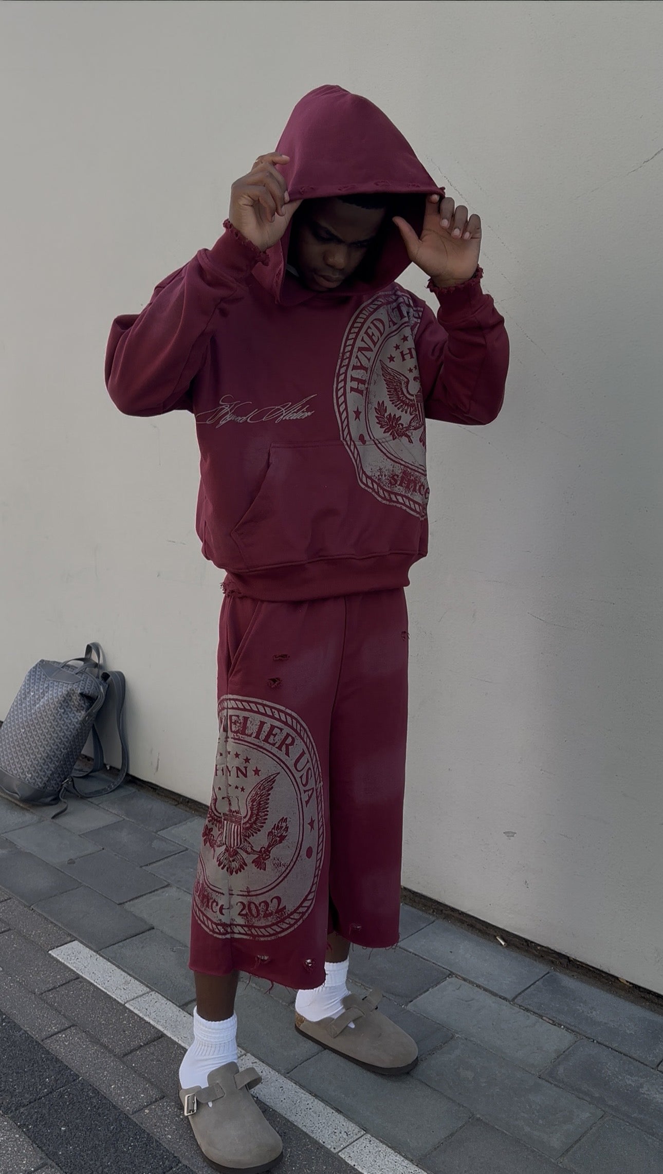 Signature Hoodie - Wine/Grey