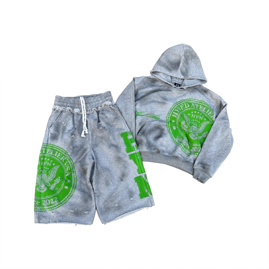 Signature 3/4 Sweatshorts - Grey/Green