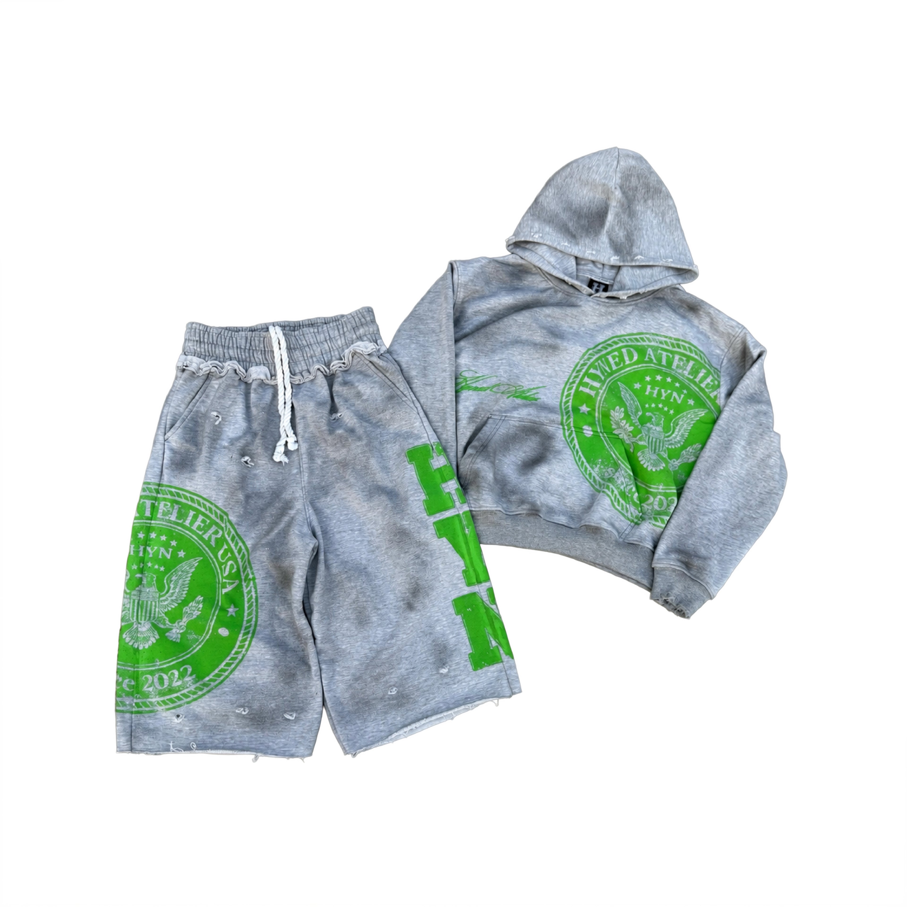 Signature 3/4 Sweatshorts - Grey/Green