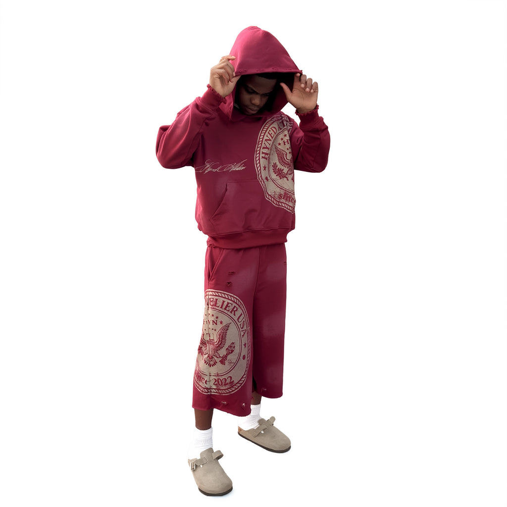 Signature Hoodie - Wine/Grey